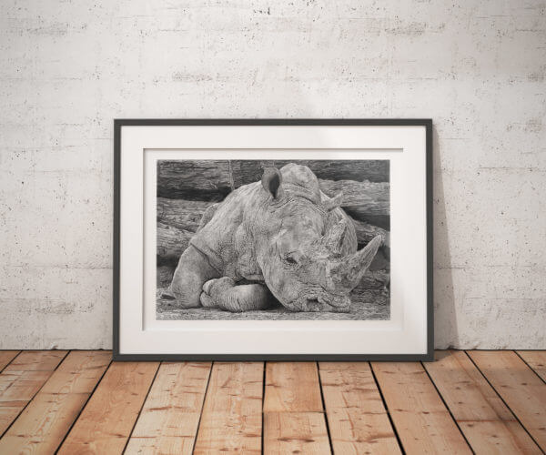 African rhino drawing | Art print