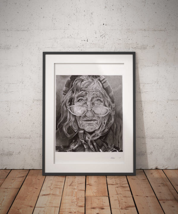 Wrinkled face drawing | charcoal portrait sketch