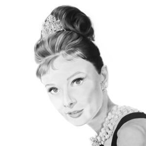 Celebrity Portrait drawing of Audrey Hepburn