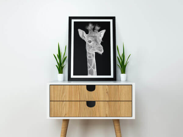 Framed Giraffe artwork